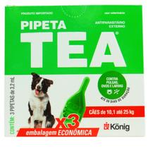 Pipeta Tea 3,2ml Antiparasitário Contra Pulgas para Cães de 10,1 até 25 Kg Kit Com 3 unid Konig