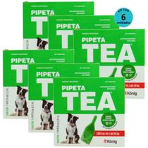 Pipeta Tea 3,2ml Antiparasitário Contra Pulgas para Cães de 10,1 até 25 Kg - König Kit Com 6