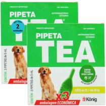 Pipeta Tea 5 ml Antiparasitário Contra Pulgas P/ Cães de 25,1 até 40 Kg C/ 3 unid. Kit C/ 2 Cxs