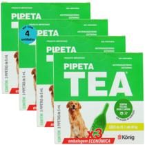 Pipeta Tea 5 ml Antiparasitário Contra Pulgas P/ Cães de 25,1 até 40 Kg C/ 3 unid. Kit C/ 4 Cxs