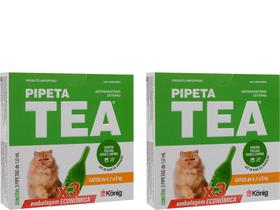 Pipeta Tea Antipulgas Gatos 4,1 Kg Até 8kg - 3 Pipetas - Konig - 2 Unidades