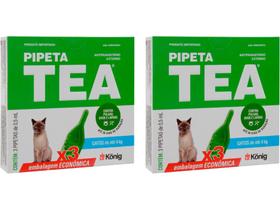 Pipeta Tea Antipulgas Gatos Até 4kg - 3 Pipetas - Konig - 2 Unidades