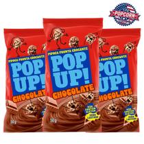 Pipoca Pronta Gourmet Pop Up Chocolate Kit 3 Unidades de 50g Pipoca Pronta Gourmet Pop Up Chocolate Kit 3 Unidades de 50g
