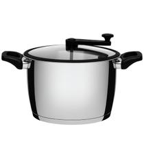 Pipoqueira 5,6 Litros Panela Material Aço Inox Tampa Vidro Temperado Alça Fria Compatível Fogão Elétrico Gás Vitrocerâmico Elétrico Utensílio Cozinha