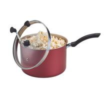 Pipoqueira Antiaderente 20Cm Com Tampa De Vidro Bege Cereja