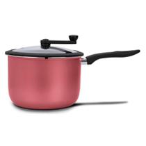 Pipoqueira Antiaderente Teflon 20cm com Tampa de Vidro 4,2l Pic Poc Brinox Vermelha