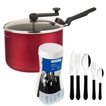 Pipoqueira Antiaderente Tramontina 20cm mais faqueiro 20 peças preto