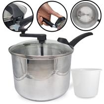 Pipoqueira N20 Polido Alumínio com Tampa de Vidro 4 Litros Balde de Pipoca Pipoqueira N20 Polido Alumínio com Tampa de Vidro 4 Litros Balde de Pipoca