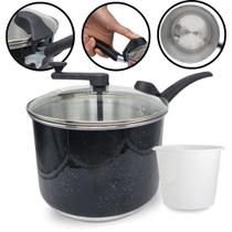 Pipoqueira N20 Preto Liso Alumínio com Tampa de Vidro 4 Litros Balde de Pipoca Pipoqueira N20 Preto Liso Alumínio com Tampa de Vidro 4 Litros Balde de Pipoca