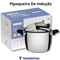 Pipoqueira Tramontina Allegra 22cm 5,6L Inox Fundo Triplo Tampa de Vidro com Silicone Pipoqueira Tramontina Allegra 22cm 5,6L Inox Fundo Triplo Tampa de Vidro com Silicone