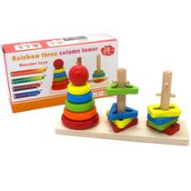 Piramide de madeira educativo didatico monta e desmonta colors 22,5x11,5x7cm - SPIDER