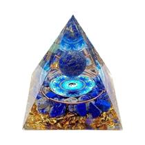 Pirâmide De Orgonite De Lápis Lazuli Natural Com Diagrama De Tai Chi Para Decoração De Energia Ao