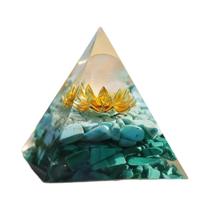Pirâmide De Orgonite De Quartzo Rosa Com Flor De Cobre, Turquesa E Malaquita, Ornamento De Mesa Pirâmide De Orgonite De Quartzo Rosa Com Flor De Cobre, Turquesa E Malaquita, Ornamento De Mesa