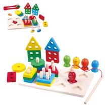 Pirâmide Didática de Madeira 23 Peças 22x13cm