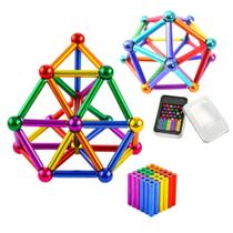Pirâmide Imã Magnética Colorida Esferas Neodímio Jogos Com Latinha Para Guardar
