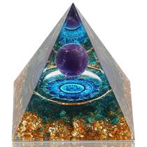Pirâmide Orgone DRTMLY Esmalte Azul Cristal de Cura 6 cm