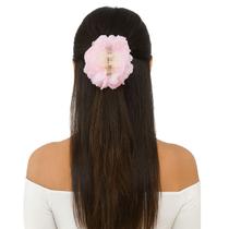 Piranha De Cabelo Com Flor Tecido Presilha Elegante