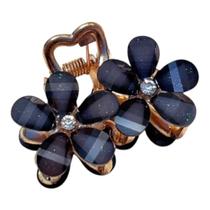 Piranha de Cabelo Dourada Pequena com Flores e Pedras Coloridas