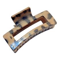 Piranha de Cabelo Média Retangular com Animal Print Marrom