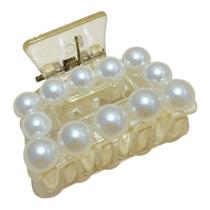 Piranha de Cabelo Pequena Retangular com Pérolas e Base Transparente Piranha de Cabelo Pequena Retangular com Pérolas e Base Transparente