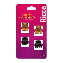 Piranha para Cabelo Ricca Mini Cores Sortidas 4 Unidades Ref: 853