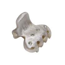 Piranha Pequena Acrílico Base Oval Prata Perolado - Acessório de Cabelo