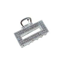 Piranha Retangular Pequena em Metal com Strass Prata ou Dourado