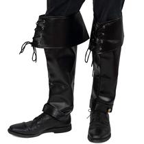 Pirate Boots Skeleteen Faux Leather Over The Shoe Black