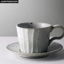 Pires de chá de café caneca de grés arte japonesa cerâmica retro listras verticais xícara de café com pires escritório doméstico simples