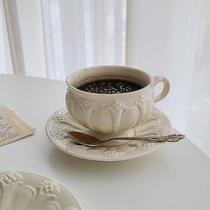 Pires de chá de café conjunto de xícara e pires de cerâmica retro de luxo xícara europeia requintado conjunto de chá da tarde