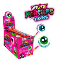 Pirulito Brilha no Escuro Diploko Neon Monsters Olho C/ 15uni