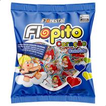 Pirulito Coração Flopito Colorido sabor Frutas Pacote de 500g com 50 un Florestal