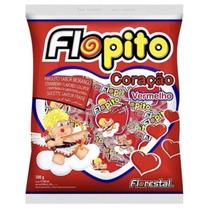 Pirulito Coração Flopito Morango Florestal C/50 unidades - 500g Pirulito Coração Flopito Morango Florestal C/50 unidades - 500g