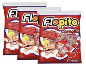 Pirulito Coração Flopito Morango Florestal C/ 50u - 3 Pacotes Pirulito Coração Flopito Morango Florestal C/ 50u - 3 Pacotes