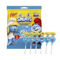 Pirulito Erlan Smurfs Tutti-Frutti Pinta Língua Recheado 480g