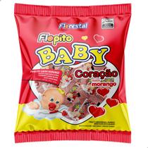 Pirulito Flopito Baby Coração Vermelho sabor Morango Pacote de 200g com 50 unidades Pirulito Flopito Baby Coração Vermelho sabor Morango Pacote de 200g com 50 unidades
