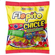 Pirulito Flopito Chicle Azedinho Sabor Cereja Melancia e Tutti Frutti 500g 50 un