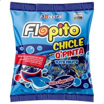 Pirulito Flopito Chicle Q Pinta Lingua Sabor Tutti Frutti Pacote 600g com 24 un Florestal