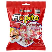 Pirulito Flopito Coração Vermelho Florestal Sabor Morango 120g