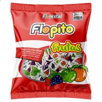 Pirulito Flopito Frutas Sortidas Uva Morango Maçã Verde e Tangerina 400g 50 un Florestal