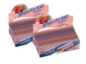 Pirulito Mastigável Yogurte 100 Morango C/ 50u - 2 Caixas