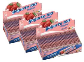 Pirulito Mastigável Yogurte 100 Morango C/ 50u - 3 Caixas