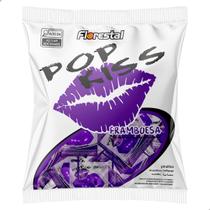 Pirulito Pop Kiss sabor Framboesa Pacote 500g 50 un Florestal Formato de Boca