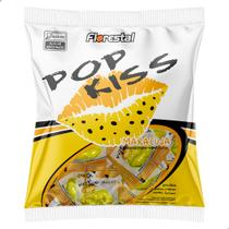 Pirulito Pop Kiss sabor Maracujá Pacote 500g 50 un Florestal Formato de Boca