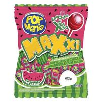 Pirulito Pop Mania Maxxi Melancia Recheio Chiclete c/24 - Riclan - FREEGELLS