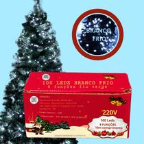 Pisca 100 leds 8 funções branco frio 10mts fio verde - Rimai