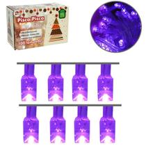 Pisca 100 leds lilas 127v 9m 4 funcoes fio transparente - NATALKASA Pisca 100 leds lilas 127v 9m 4 funcoes fio transparente - NATALKASA