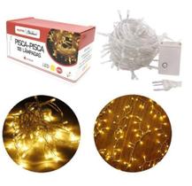 Pisca 100 mini lampadas Branco Quente Fio Branco 127v 4,2 m Arrozinho - Fu Xing