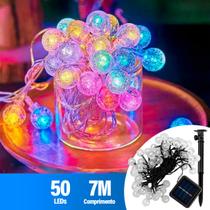 Pisca 50 Lâmpadas Led Solar Lâmpadas Colorido 7m 8 Modos Decoração Enfeite Luzes Natal Externo - Vedo