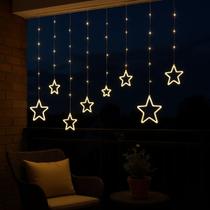 Pisca Cascata Estrela 3m x 1,20m 160 led luz neon branco quente com funções Pisca Cascata Estrela 3m x 1,20m 160 led luz neon branco quente com funções